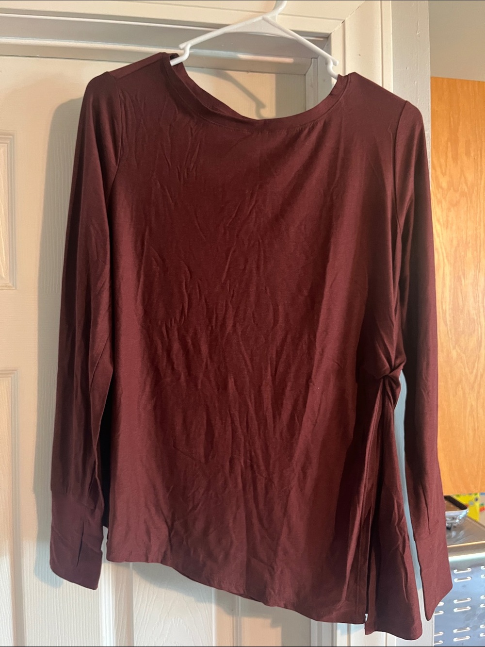 2/$10 Old Navy Maroon Long-Sleeve Side-Tie Top